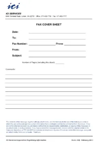 Fax Log Cover Sheet Template
