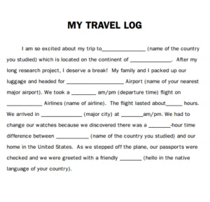 Personal Travel Log Template