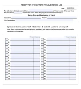 Team Travel Log Template