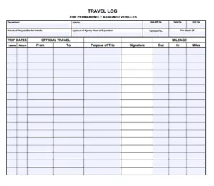 Vehicle Travel Log Template