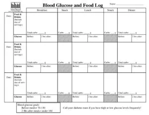 Blood Glucose And Food Log Template Pdf