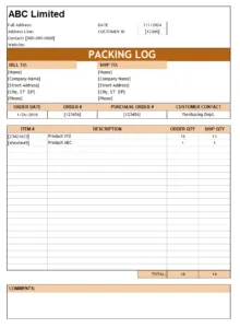 Packing Log Format