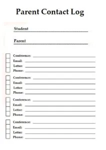 Parent Contact Log Format Pdf
