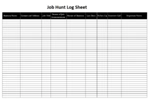 Job Hunt Log Sheet Template
