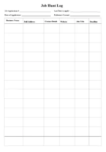 Job Hunt Log Template