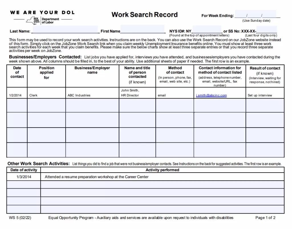 Job Hunt Record Log Template