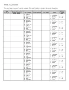 Work Hunt Log Template Pdf