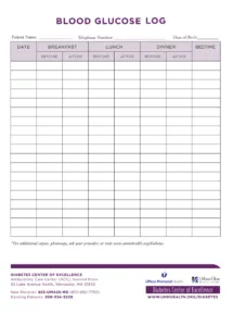 Blood Glucose Log Template